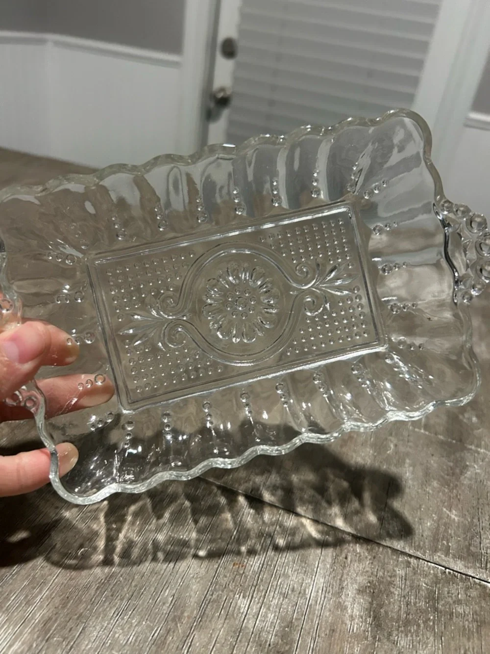Vintage (ca 1956) Anchor Hocking Rectangular Pressed Glass Relish Dish #156 EUC
